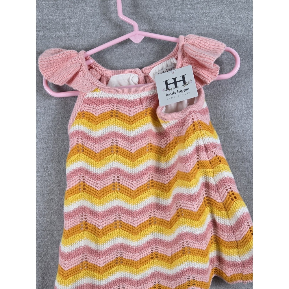 Haute Hippie‎ Boho Sundress 2T Crochet Granny Pink Stripe Sleeveless Summer NEW
